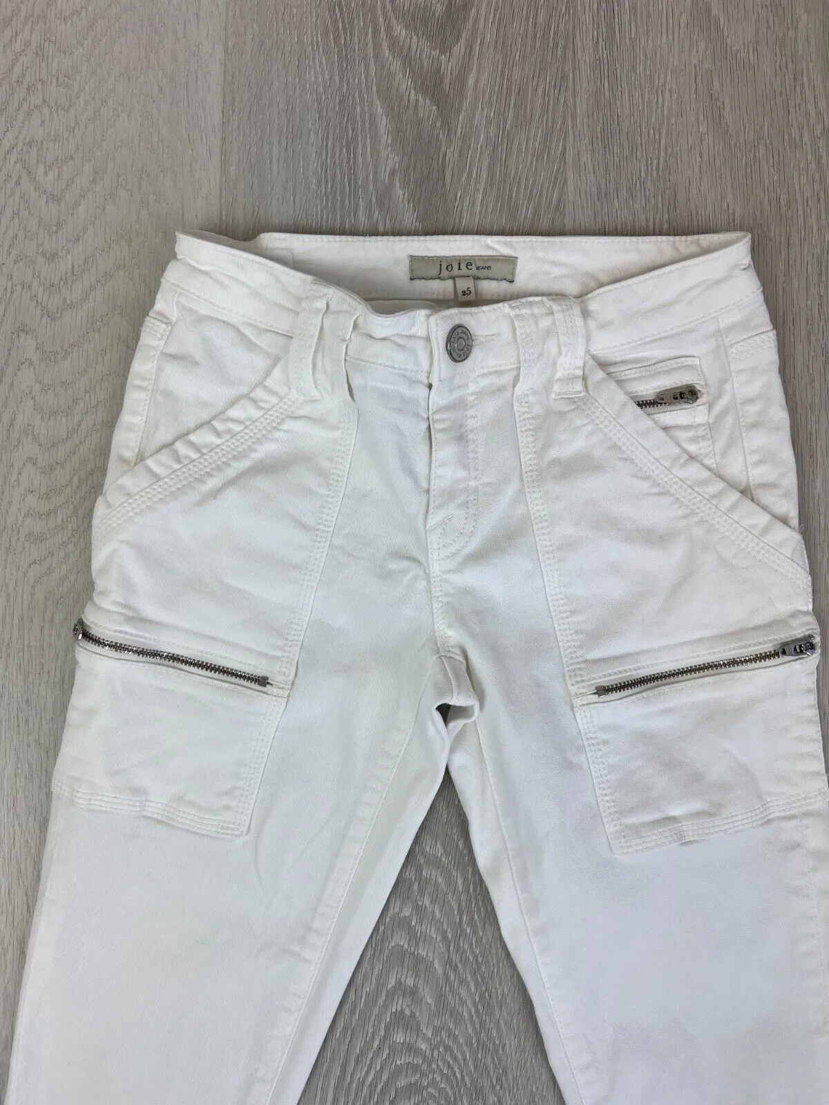 Joie Jeans Womens White Skinny Ankle Zip Cargo Style Jeans Size 25