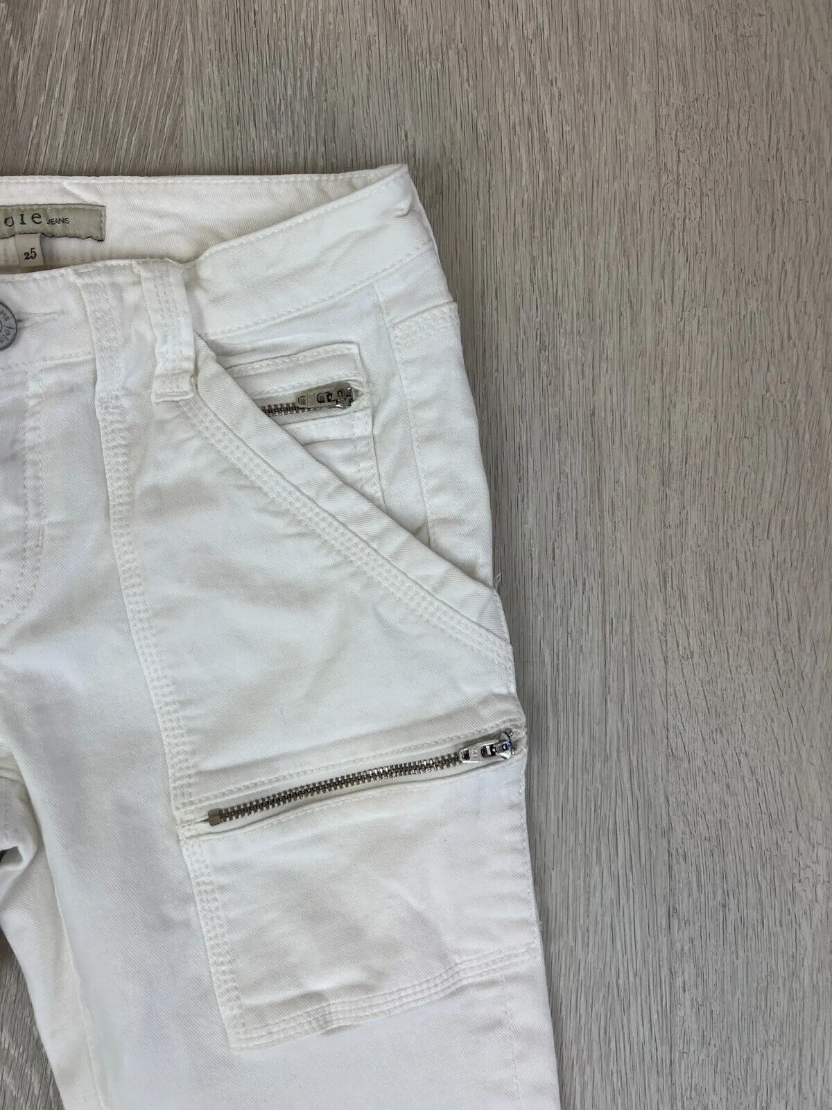 Joie Jeans Womens White Skinny Ankle Zip Cargo Style Jeans Size 25