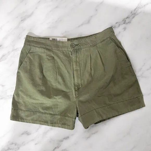 Joie Pleated Shorts Size Medium Faded Cactus Green Linen Chino High Rise JE3364