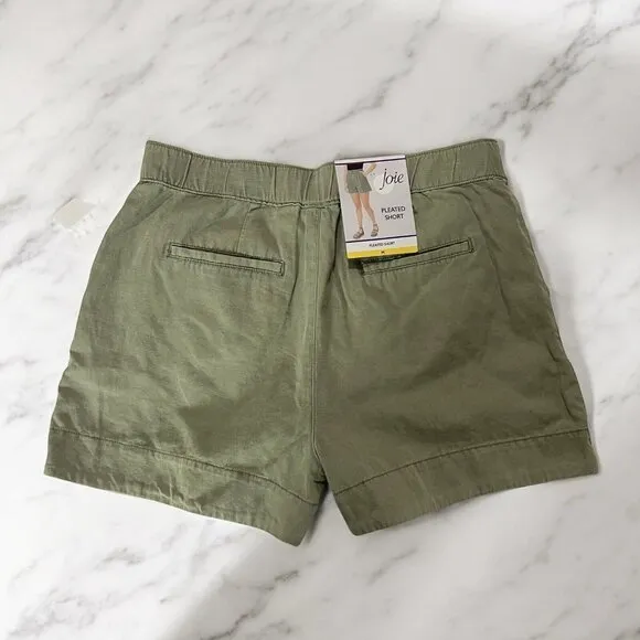 Joie Pleated Shorts Size Medium Faded Cactus Green Linen Chino High Rise JE3364