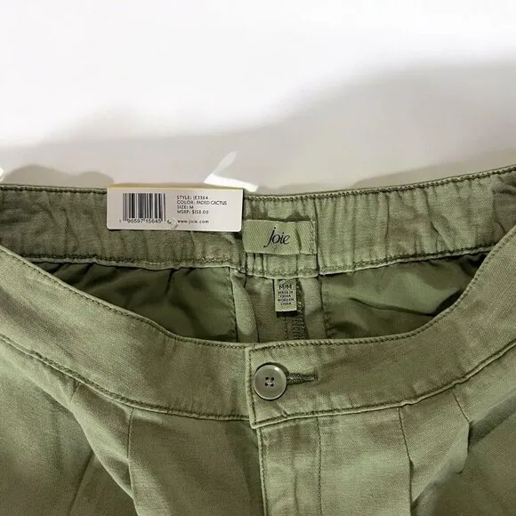 Joie Pleated Shorts Size Medium Faded Cactus Green Linen Chino High Rise JE3364