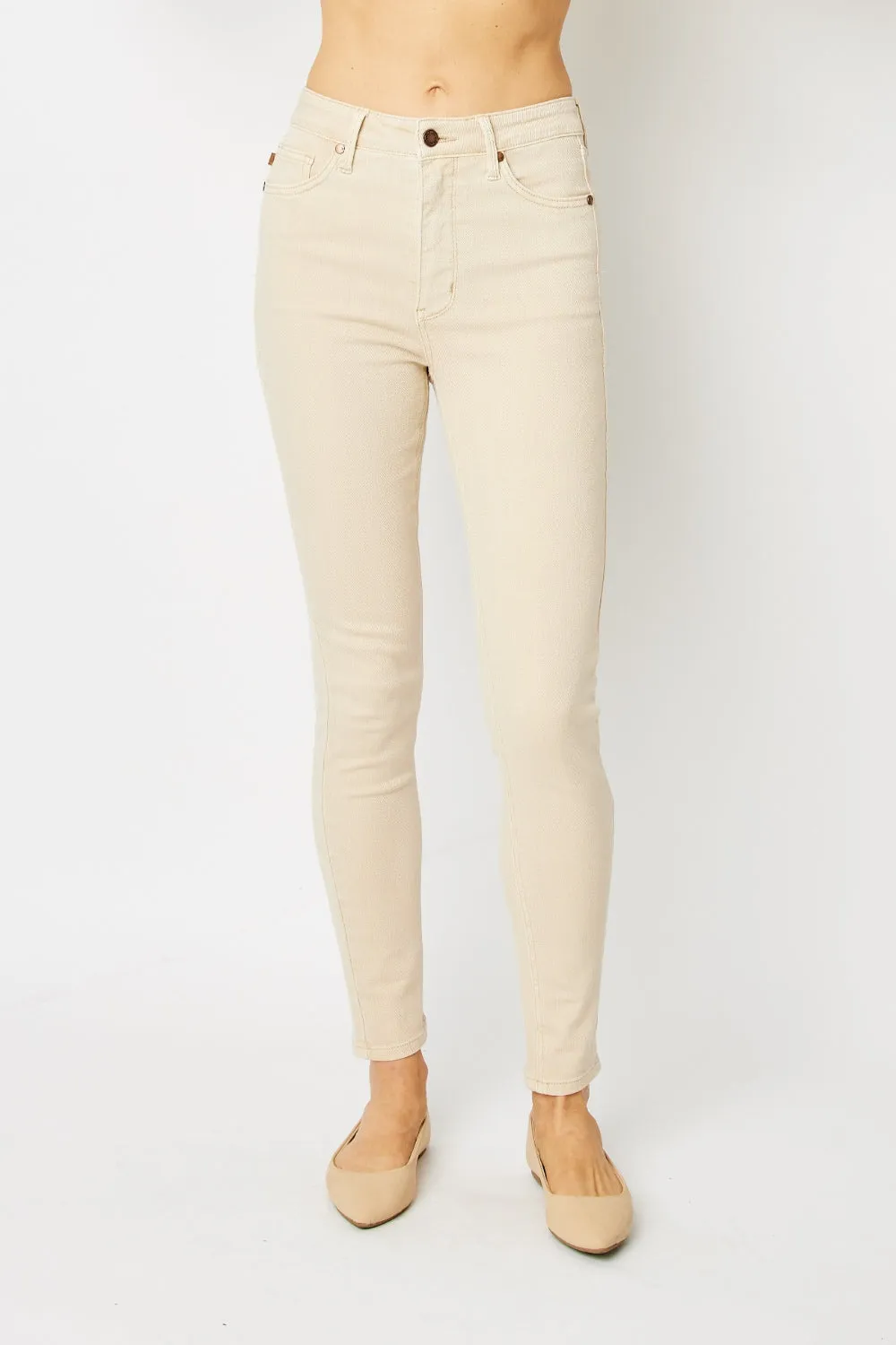 Judy Blue Garment Dyed Ivory Tummy Control Jeans Sizes 1-24W