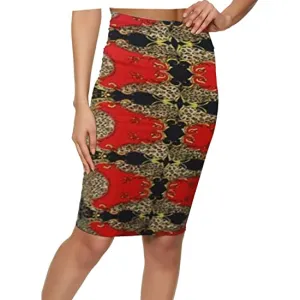 Junior Status Status Print Pencil Skirt with Elastic Waist.Made in USA
