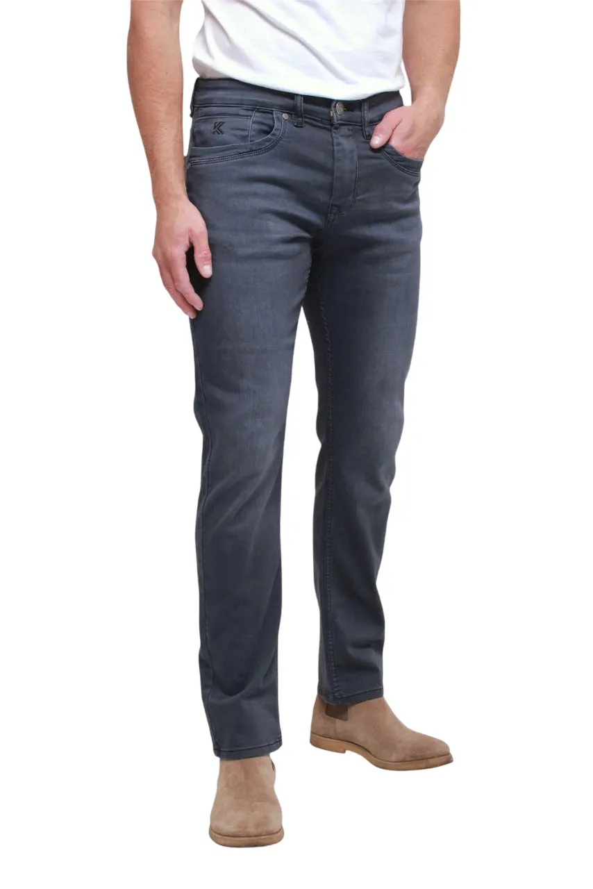 KAM Knitted Regular Fit Jeans For Men in Charcoal, 40W to 60W