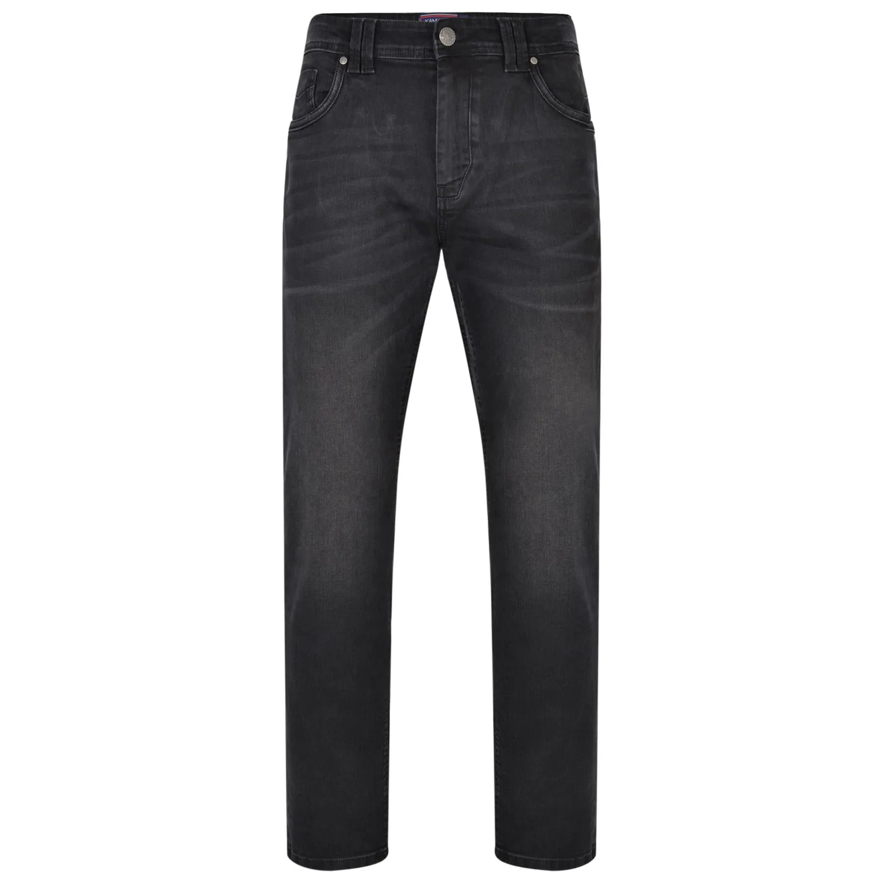 KAM Men's Regular Fit Fashion Stretch Jeans Ortega 40 to 60 Waist in Black Used