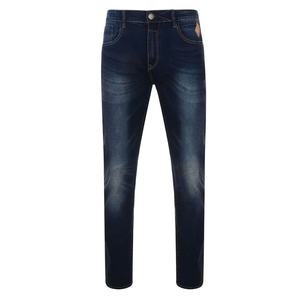 KAM Mens Regular Fit Stretch Dark Wash Jeans (Sergio)