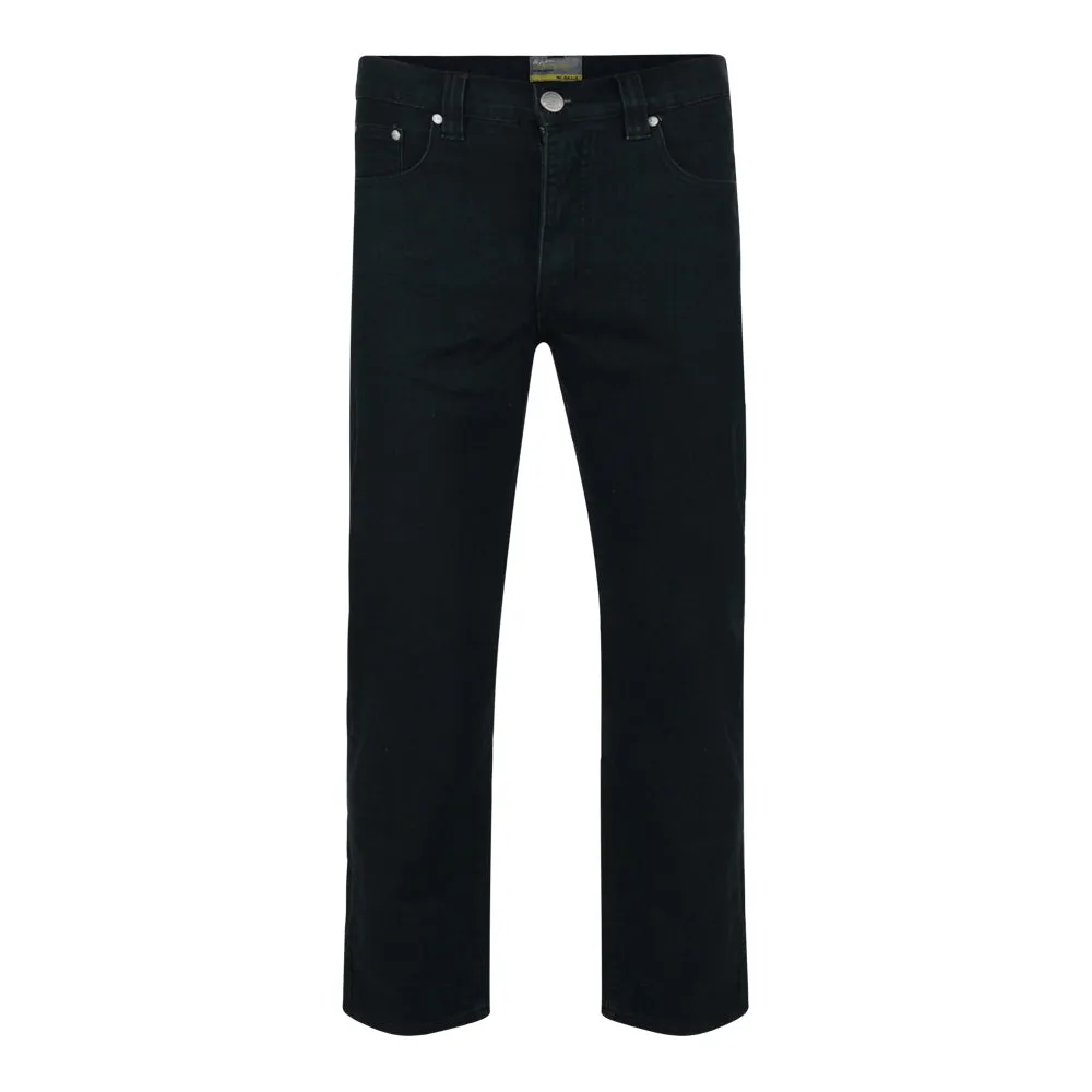 Kam Regular Fit Stretch Jeans in Black Waist size 40" to 64"