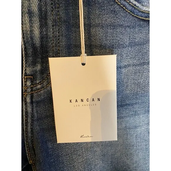 Kancan High Rise Jean Shorts Raw Hem Size M NWT