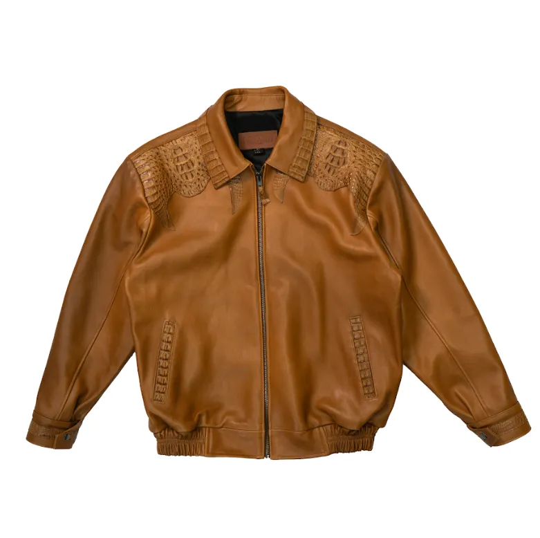 Kashani Buttercup Alligator Lined Lambskin Bomber Jacket