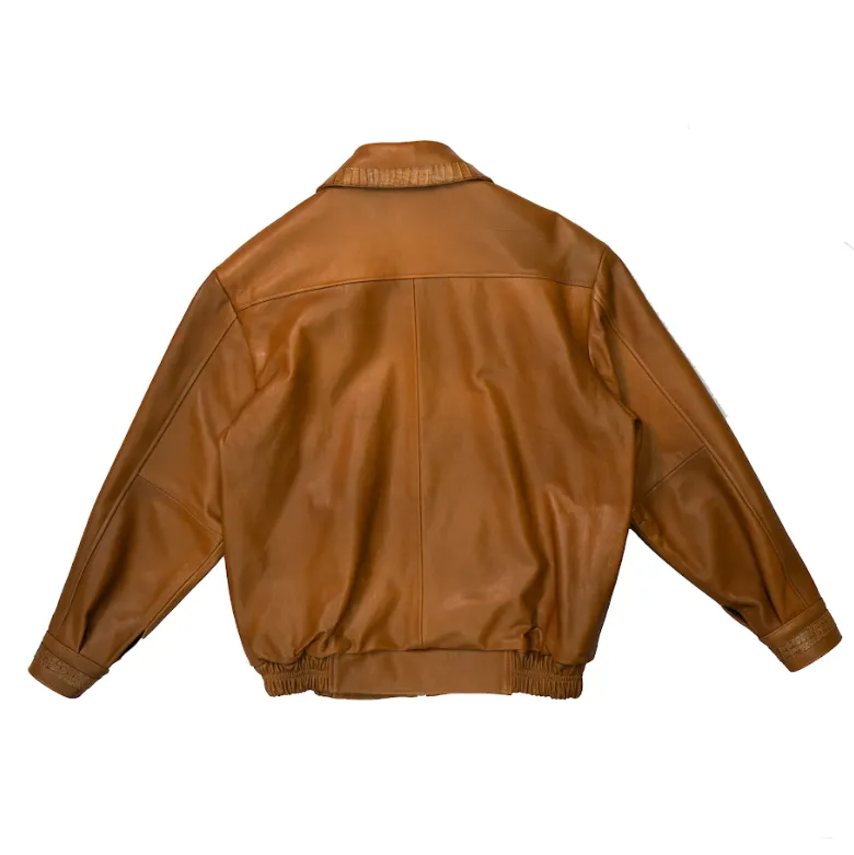 Kashani Buttercup Alligator Lined Lambskin Bomber Jacket