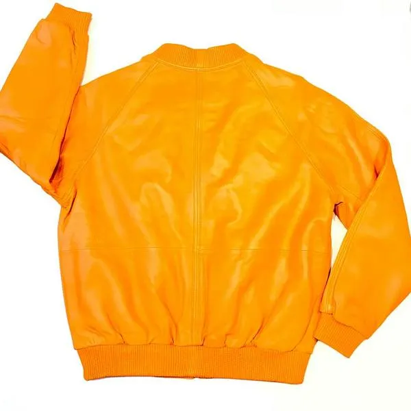 Kashani Tangerine Naked Lambskin Bomber Jacket