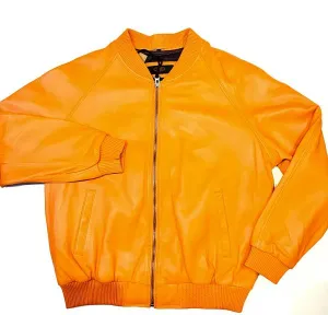 Kashani Tangerine Naked Lambskin Bomber Jacket