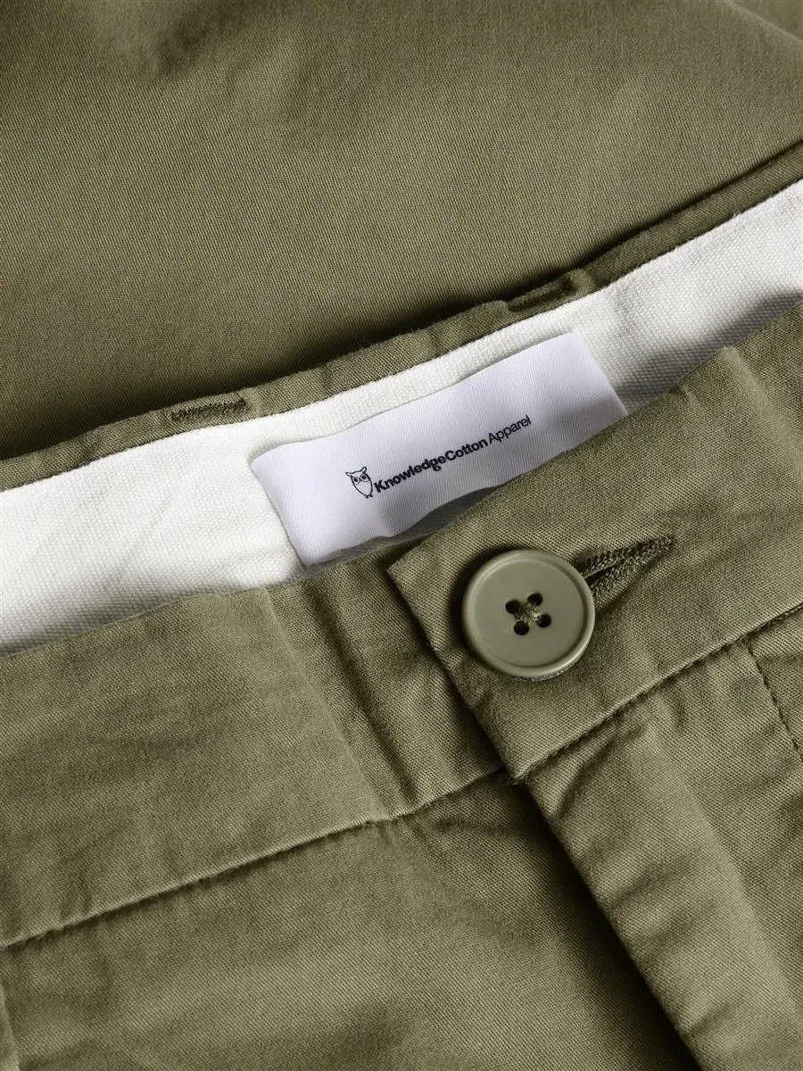 KNOWLEDGE COTTON APPAREL Chuck Regular Chino Poplin Shorts burned olive
