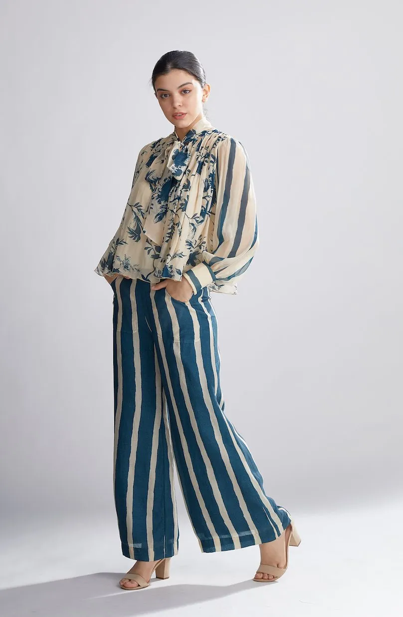 Koai   I   Teal And Cream Stripe Pants