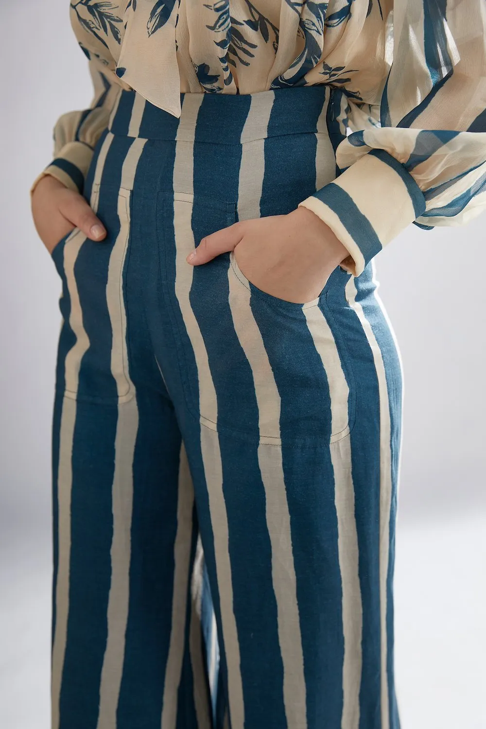 Koai   I   Teal And Cream Stripe Pants