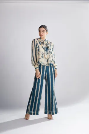 Koai   I   Teal And Cream Stripe Pants