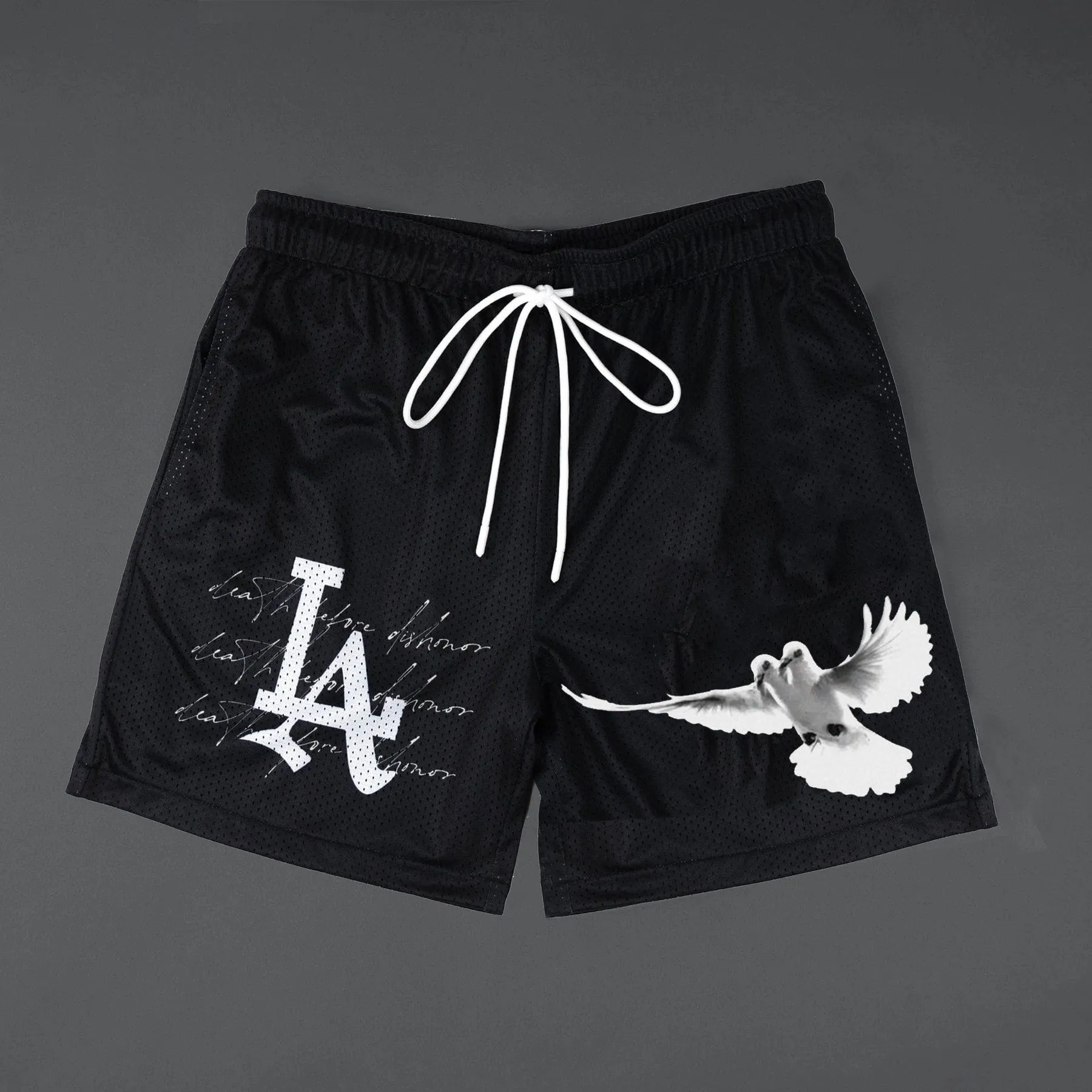 LA Dove Print Casual Street Mesh Shorts