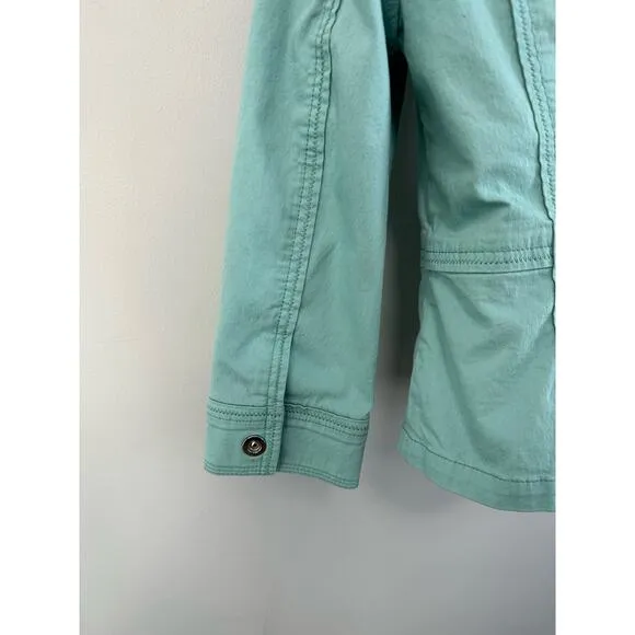 Lafayette 148 New York Denim Jacket Full Zip Light Blue Size Medium Mock Neck