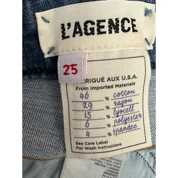 L'Agence blue skinny stretch ankle jeans size 25