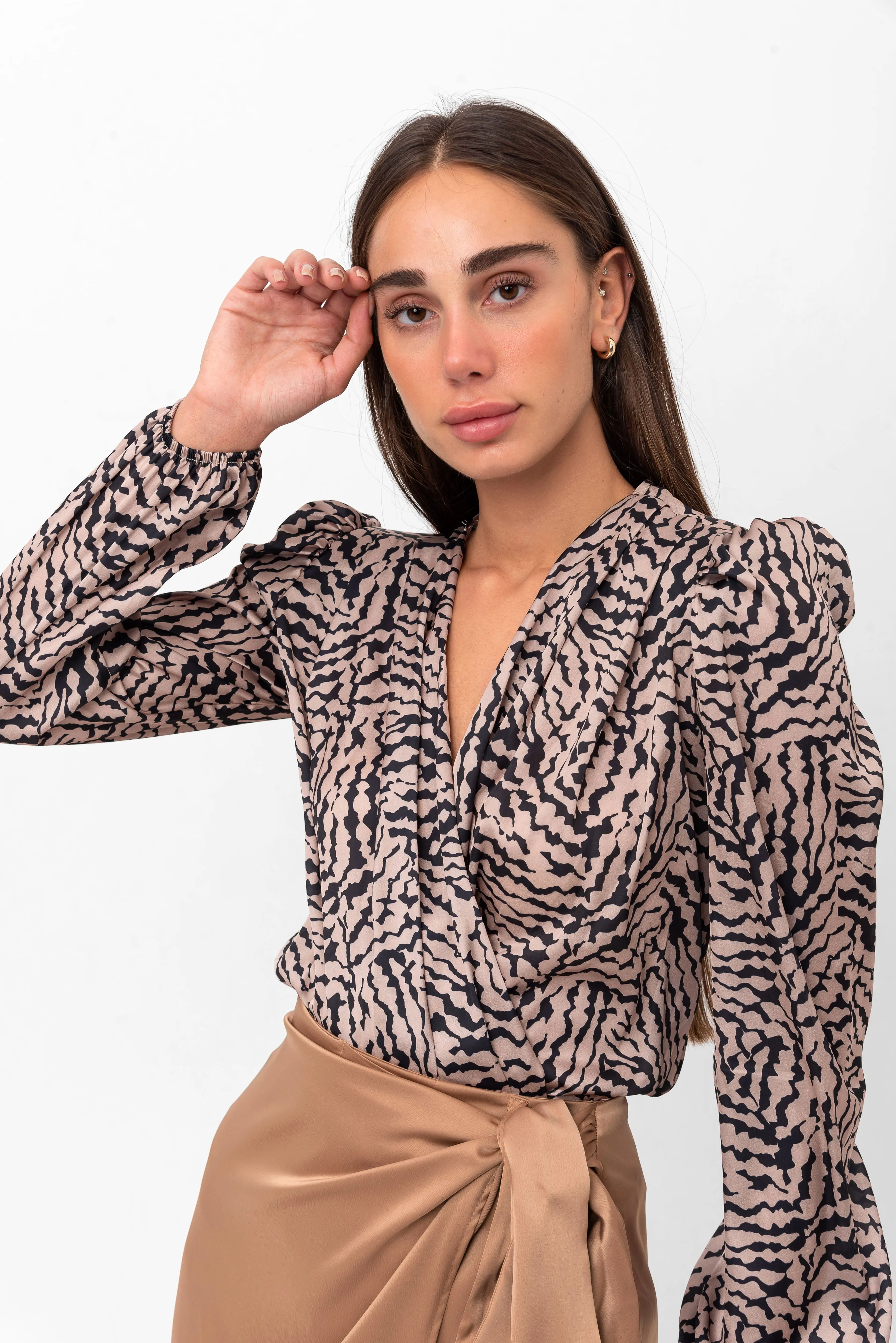 Laryssa Mosaic Printed Ruffle Blouse