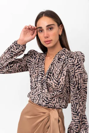 Laryssa Mosaic Printed Ruffle Blouse