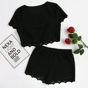 Laser Cut Crop Top & Shorts