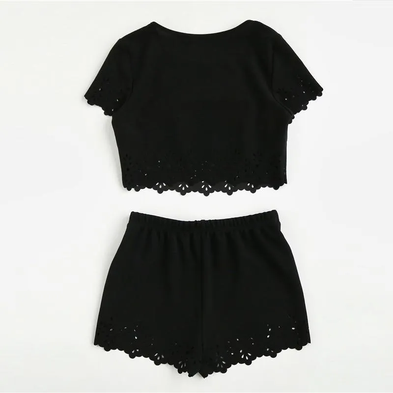 Laser Cut Crop Top & Shorts