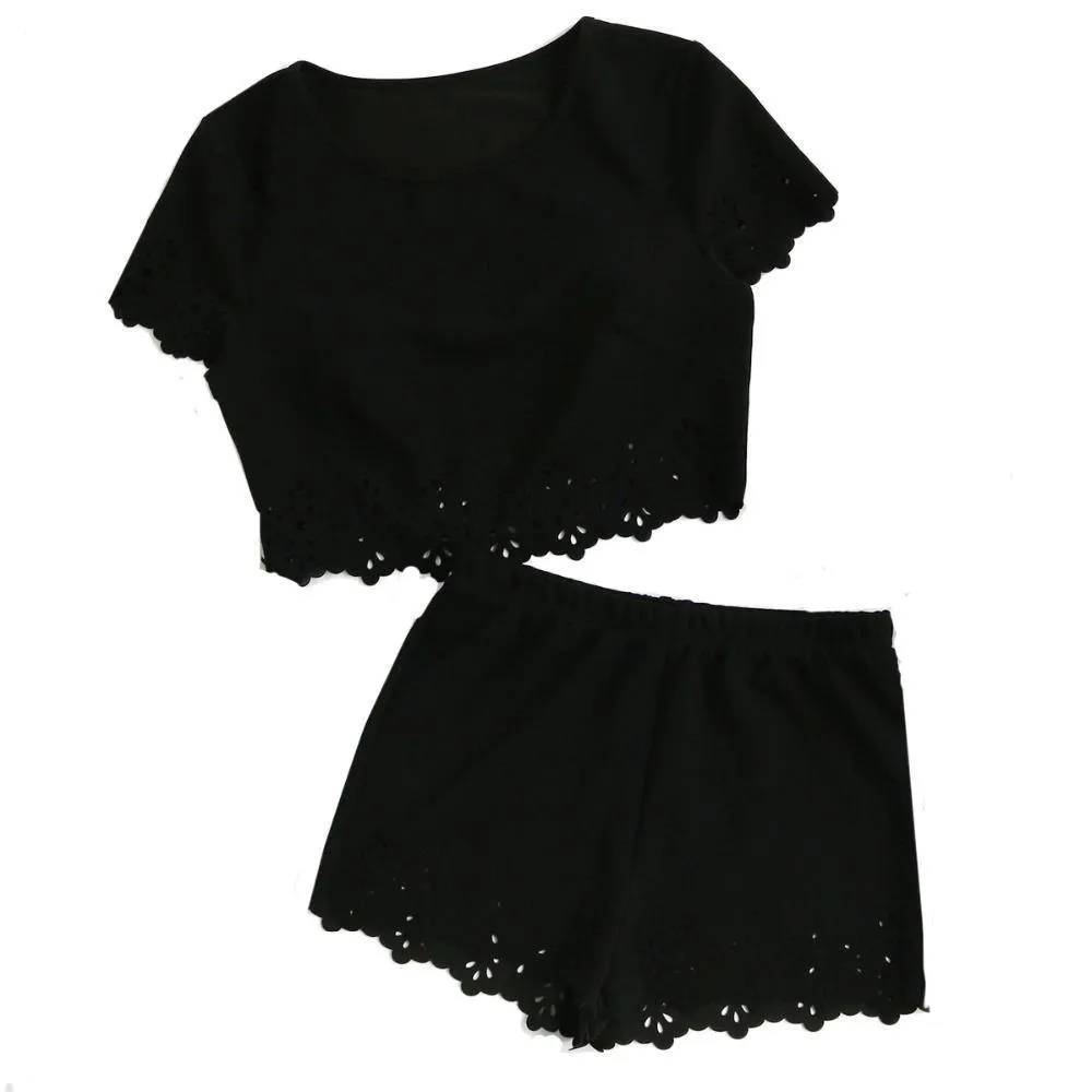 Laser Cut Crop Top & Shorts