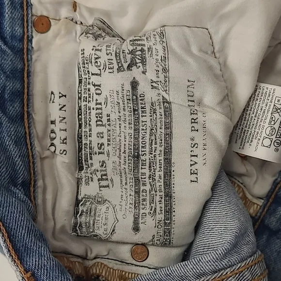 LEVIS® 501 Skinny Cropped Jeans - Button Fly Distressed – 100% Cotton W26 / L28
