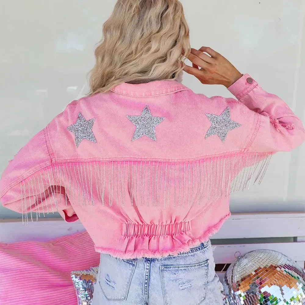 'Lia' Distressed Denim Jacket