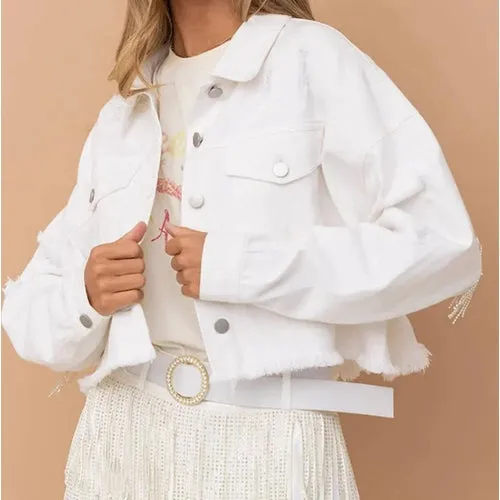 'Lia' Distressed Denim Jacket