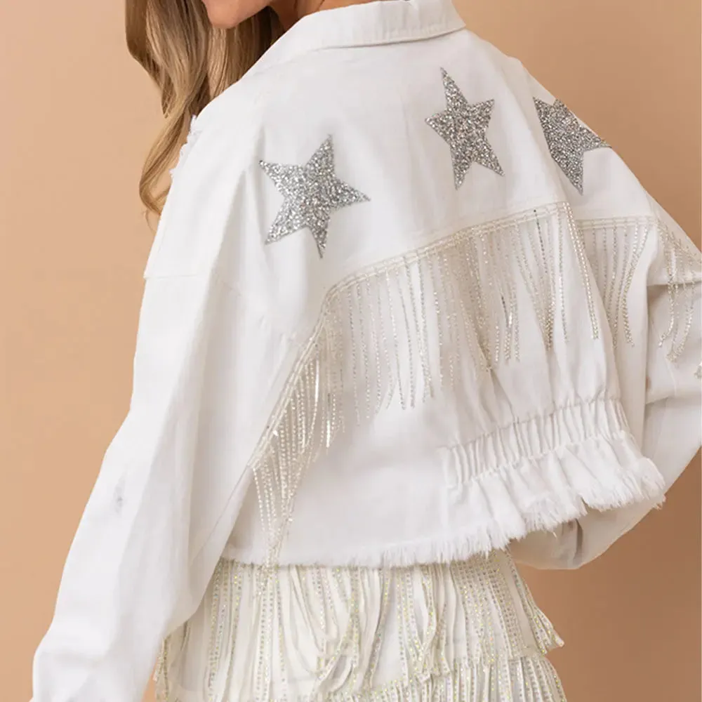 'Lia' Distressed Denim Jacket