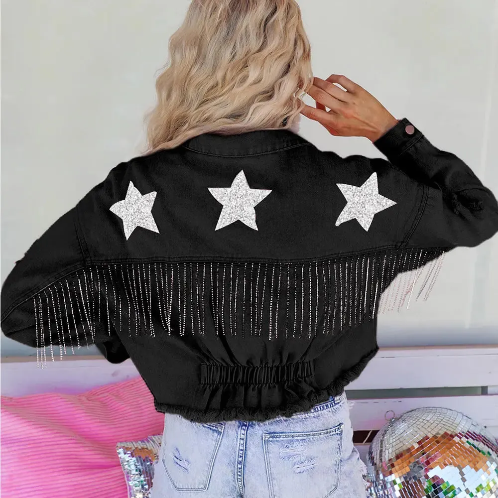 'Lia' Distressed Denim Jacket