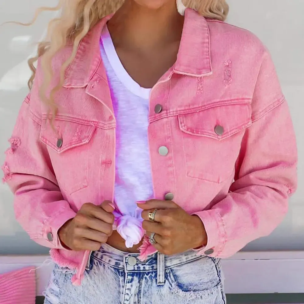 'Lia' Distressed Denim Jacket