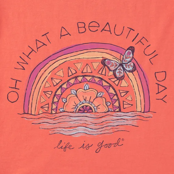 Life is Good Women's Dreamy Beautiful Day Butterfly Rainbow Long Sleeve Crusher Hooded Lite Tee