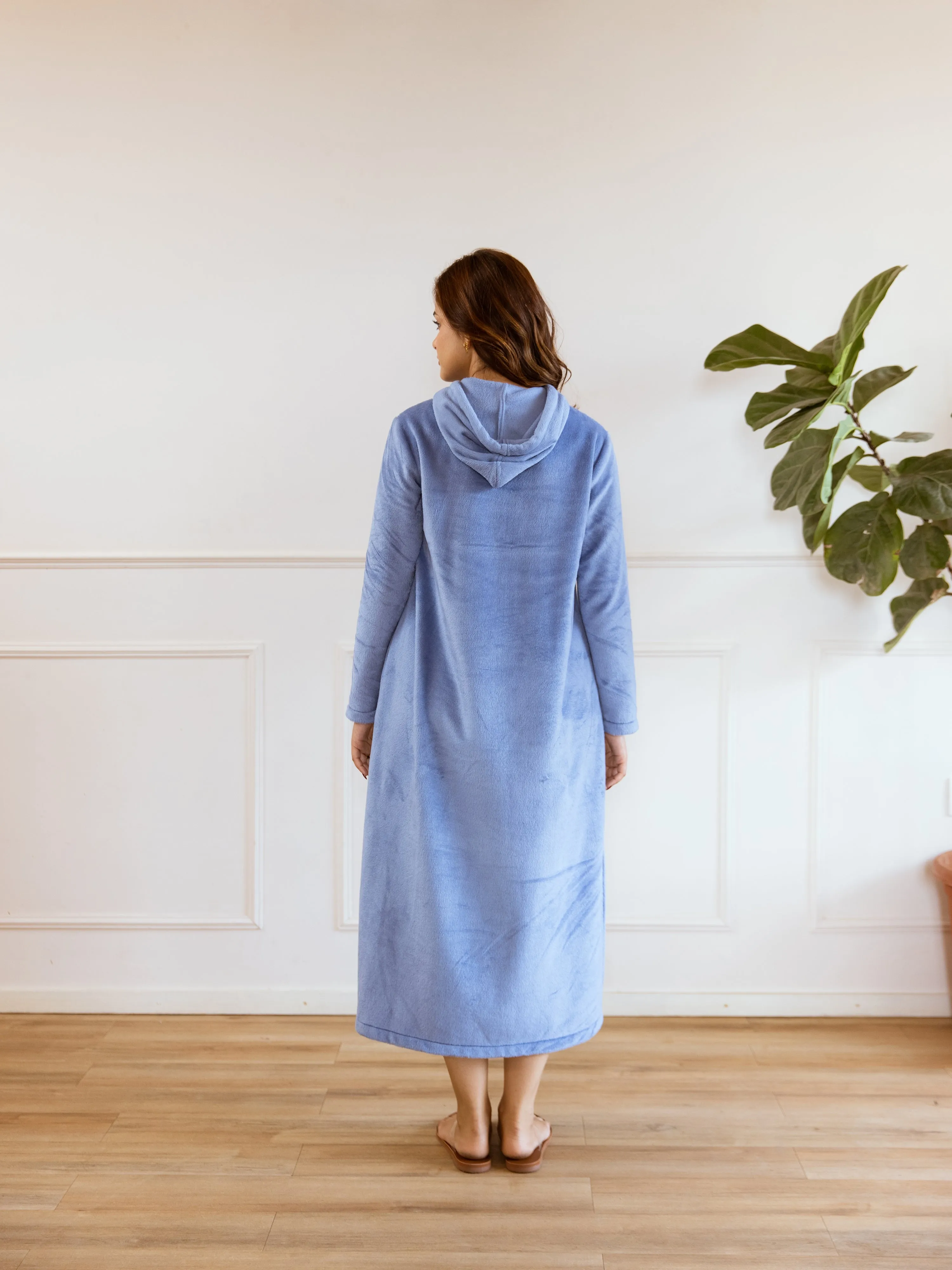 Light Blue Super Soft Woollen Hoodie Dress