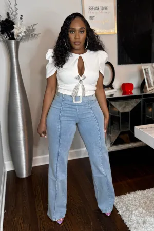 LIGHT HIGH WAIST DENIM PANTS