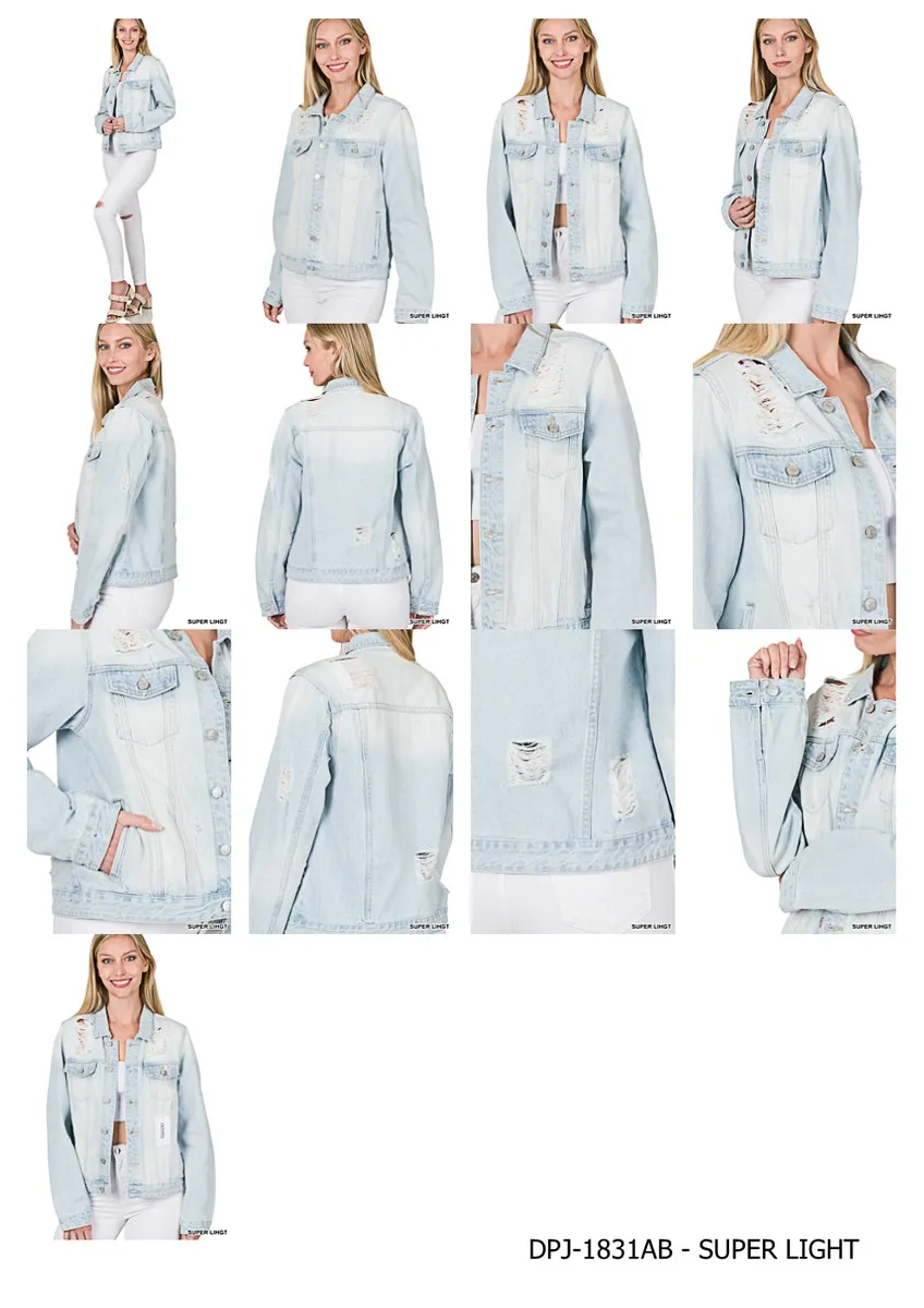 LIGHT WASH DISTRESSED DENIM JACKET / STUFFOLOGY BOUTIIQUE