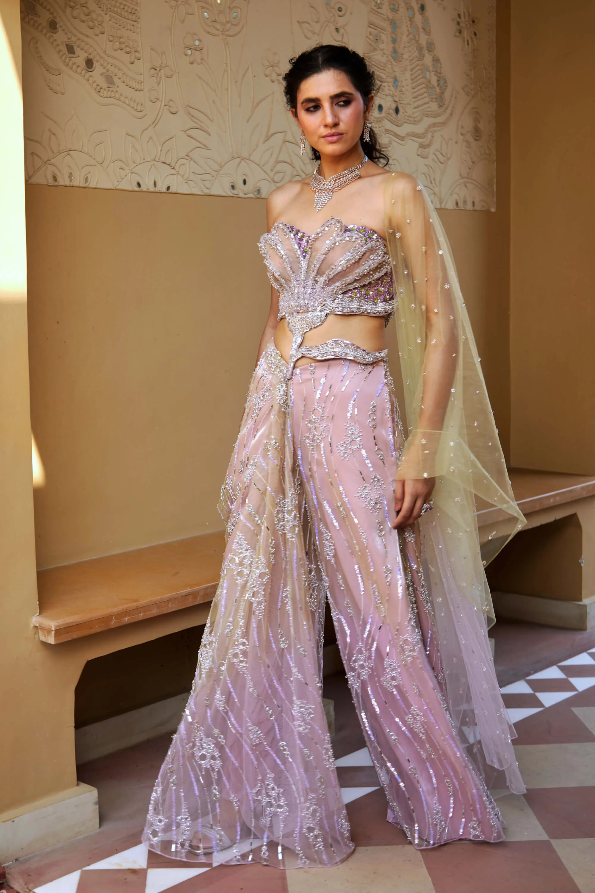 Lilac nirvi palazzo and blouse set