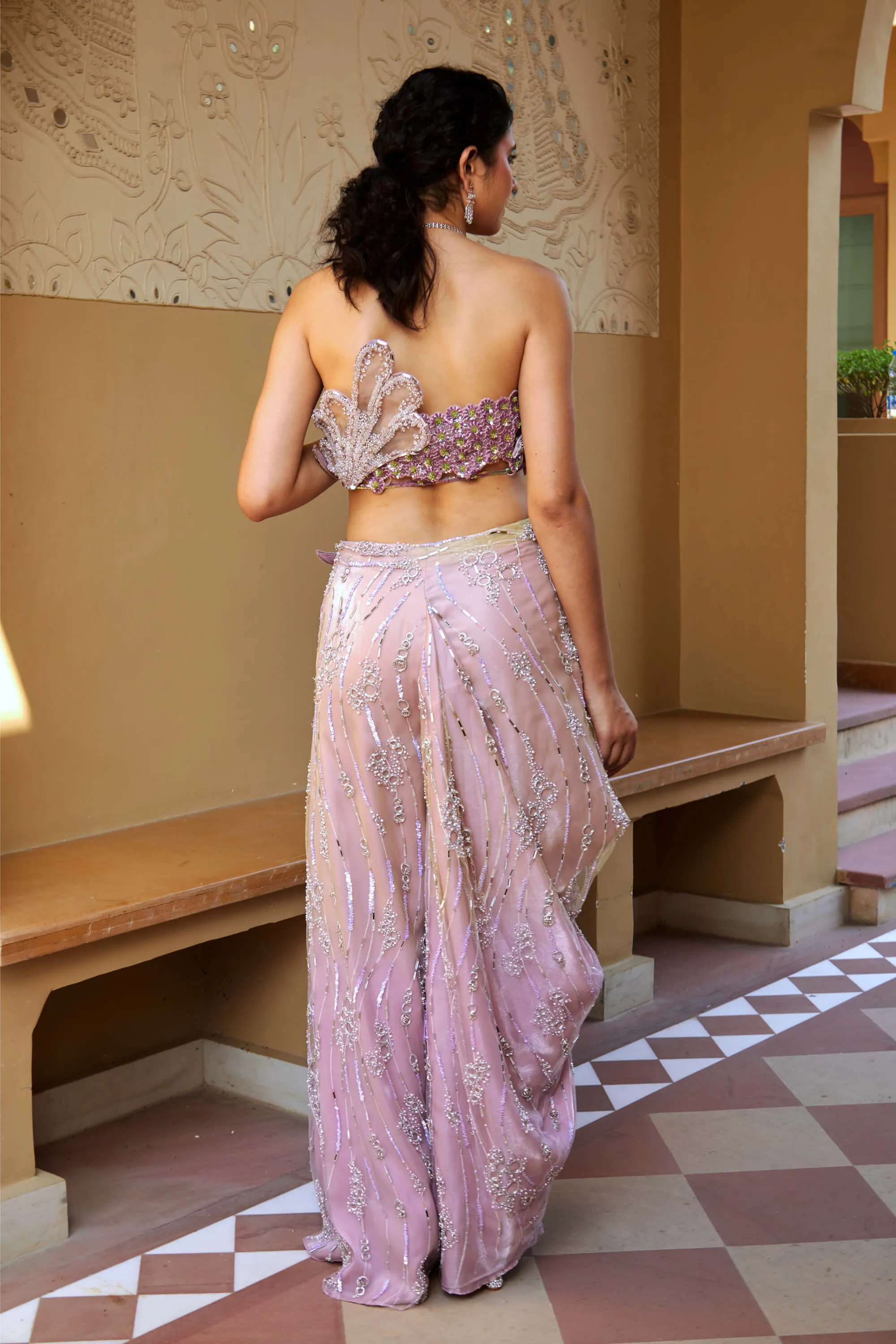Lilac nirvi palazzo and blouse set