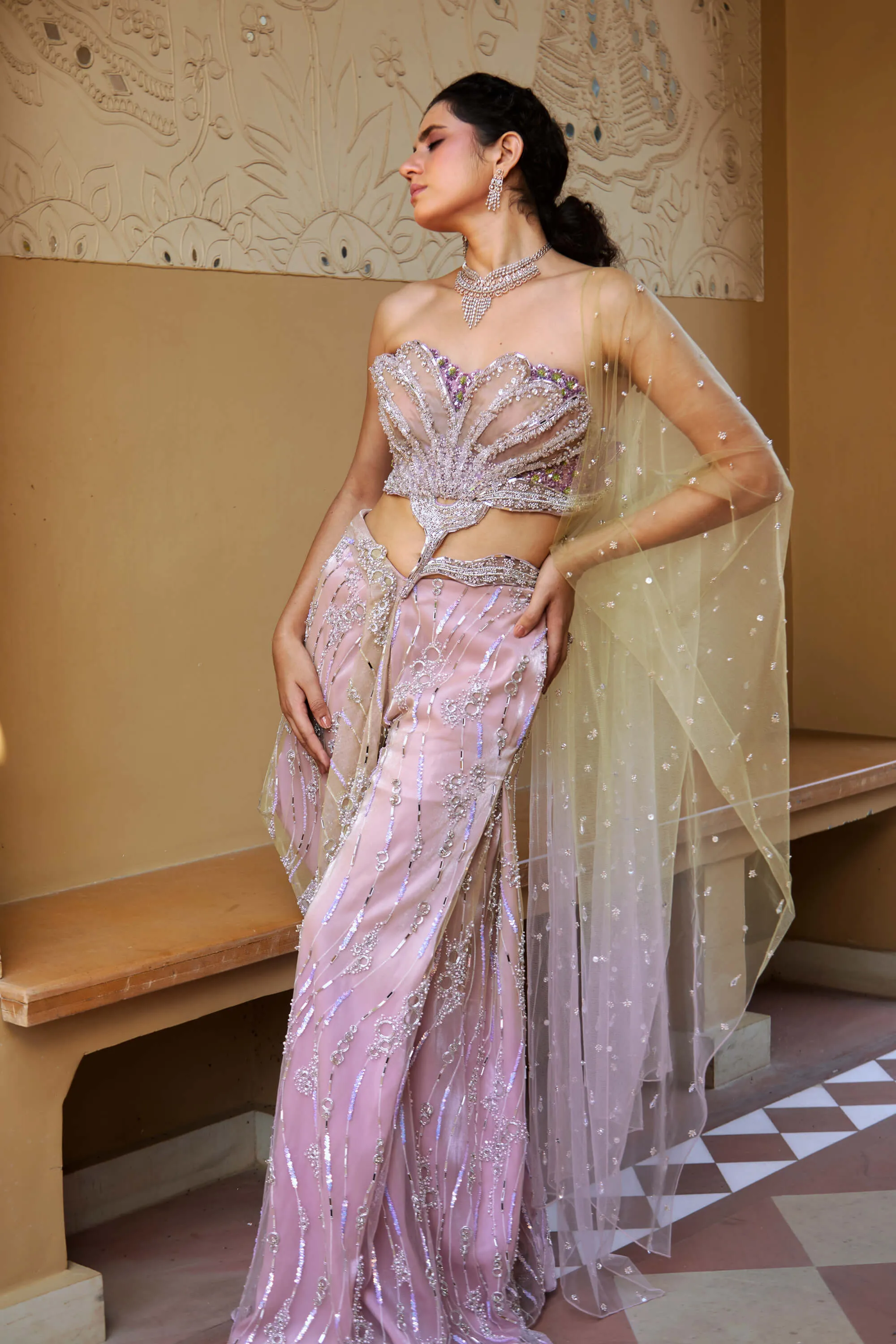 Lilac nirvi palazzo and blouse set