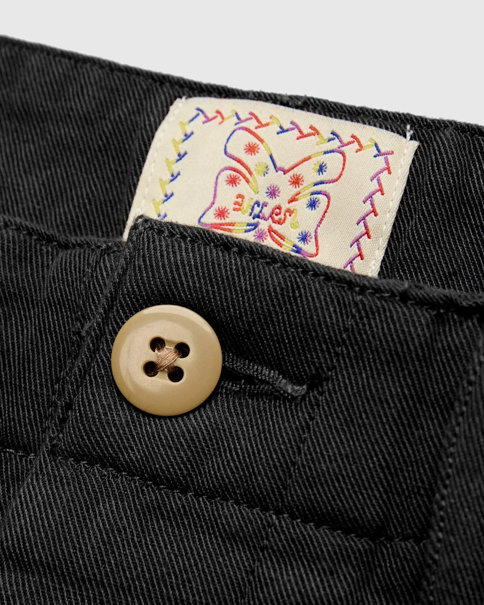 Linen Pleated Chino in Faded Black