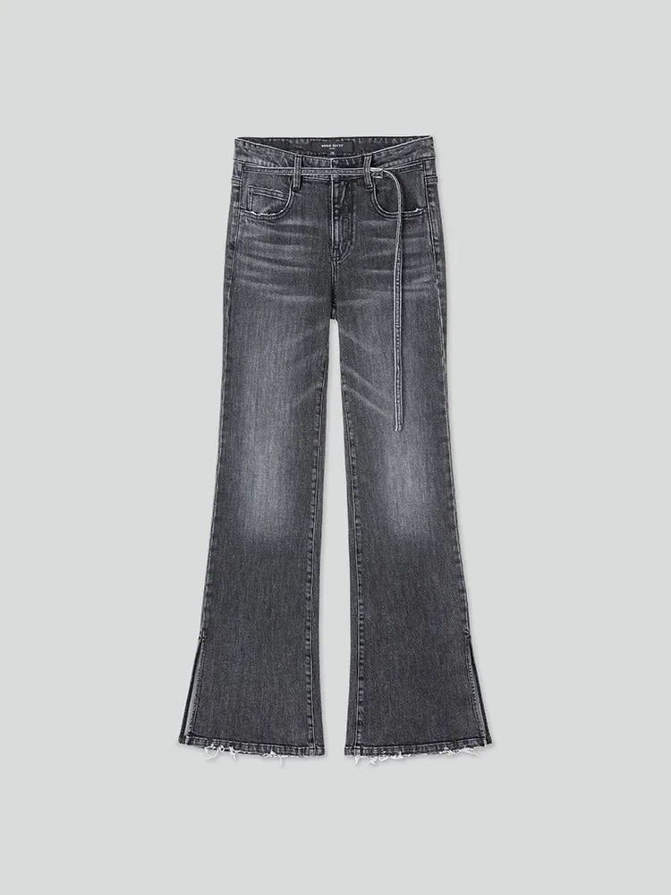 Low Waist Slit Flared Jeans