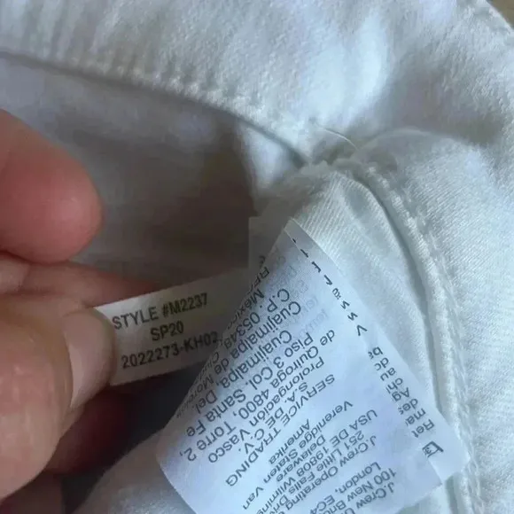 Madewell 9” Mid Rise Skinny White Jeans Raw Hem Sz 24
