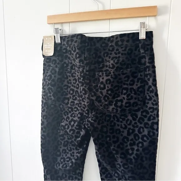Madewell New 9” mid Rise Skinny Jeans Flocked Leopard Edition Black Wash Denim