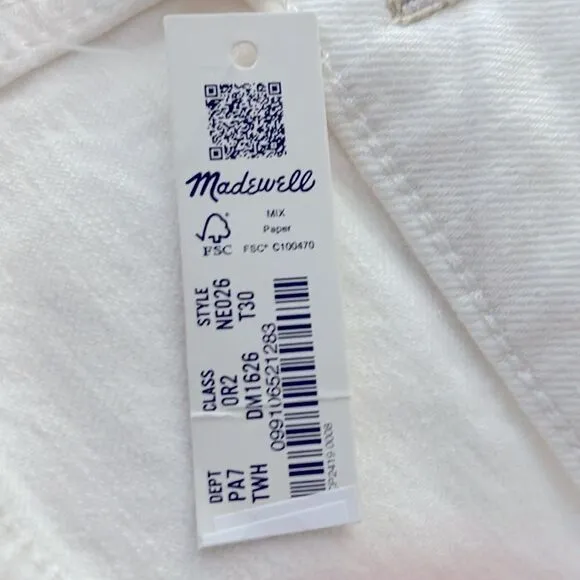 Madewell NWT The Tall Perfect Vintage Jean Size 30T High Rise in Tile White