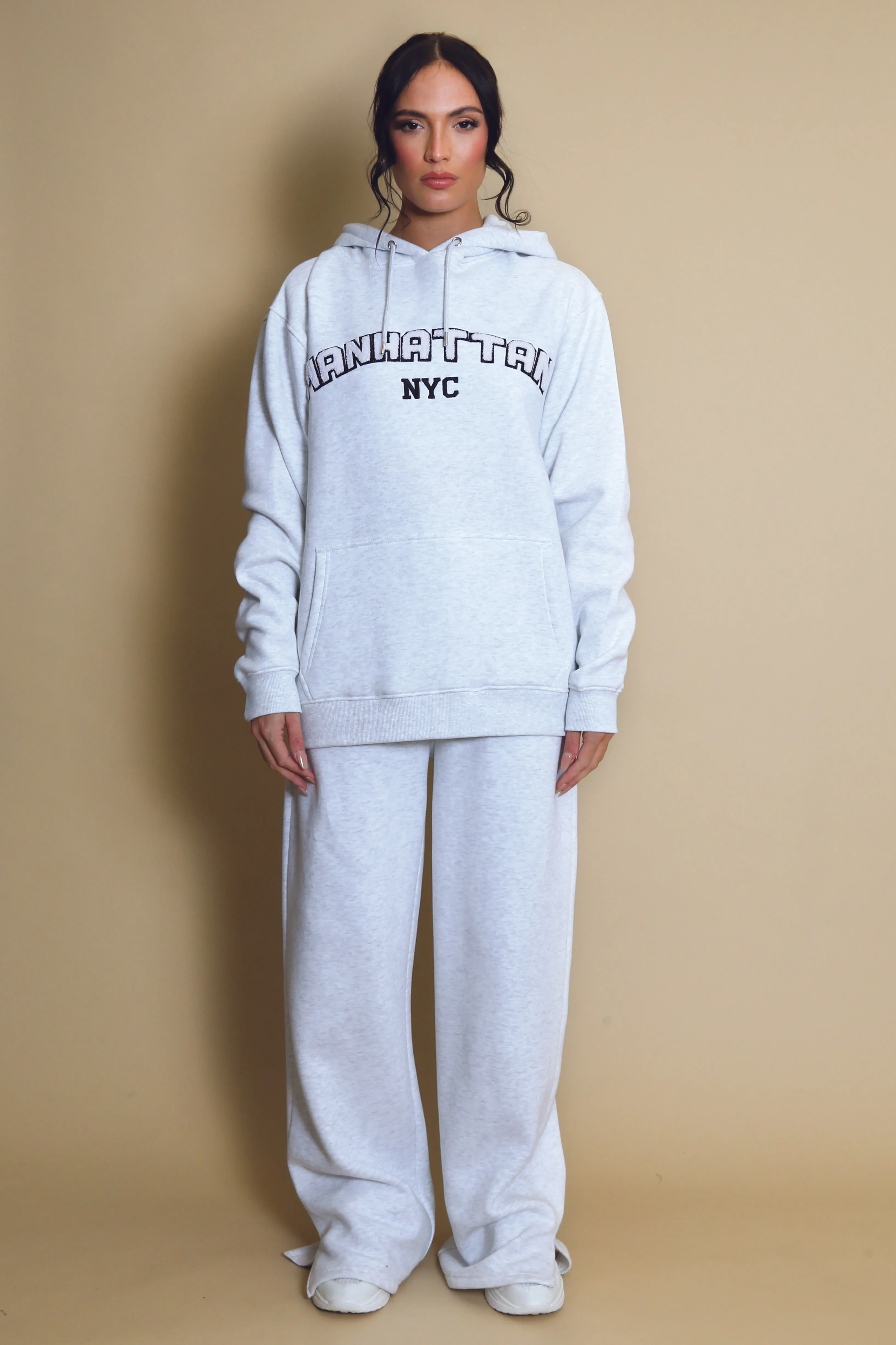 Manhattan Oversized Relaxed Hoodie In Grey
