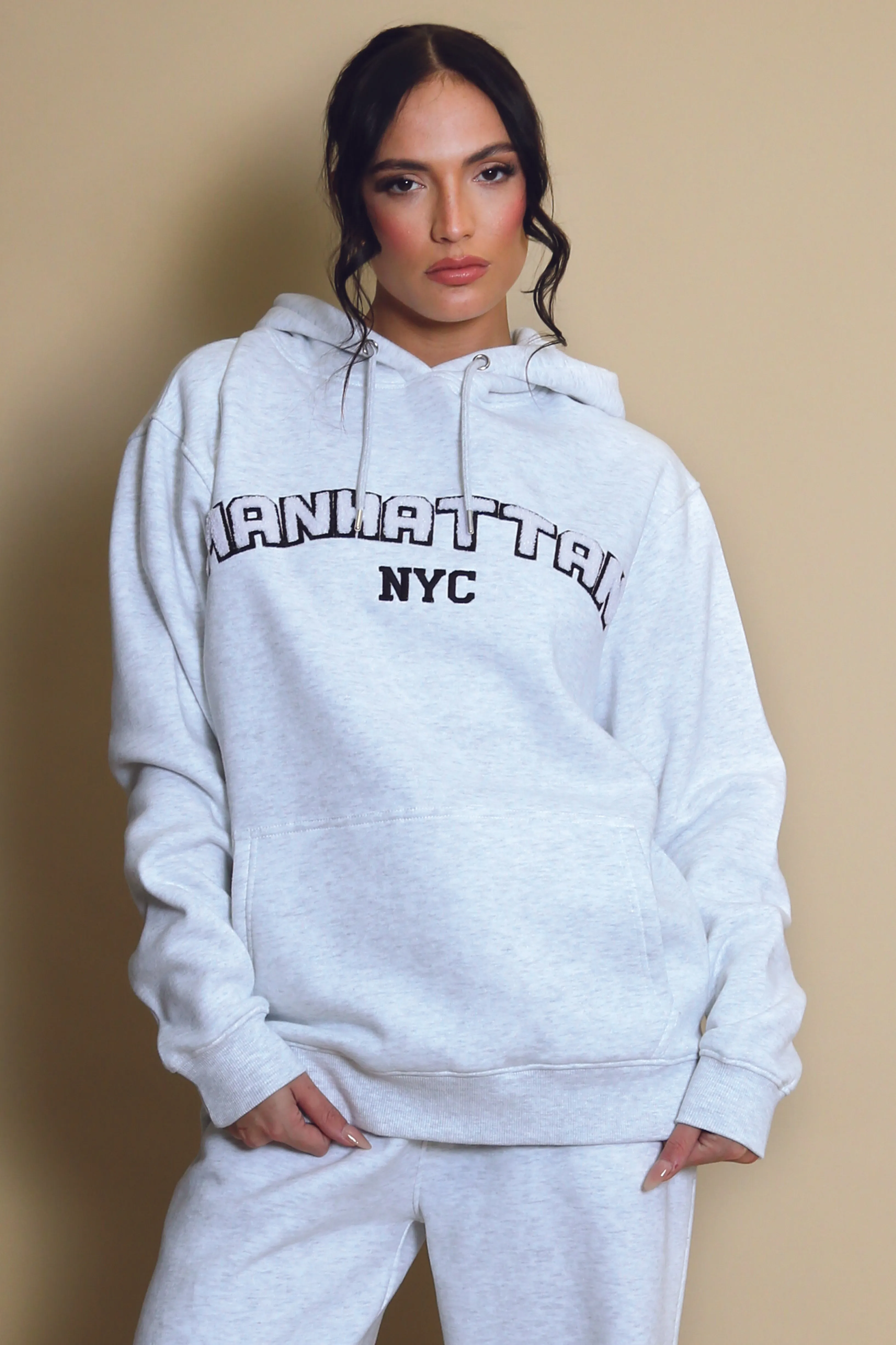Manhattan Oversized Relaxed Hoodie In Grey