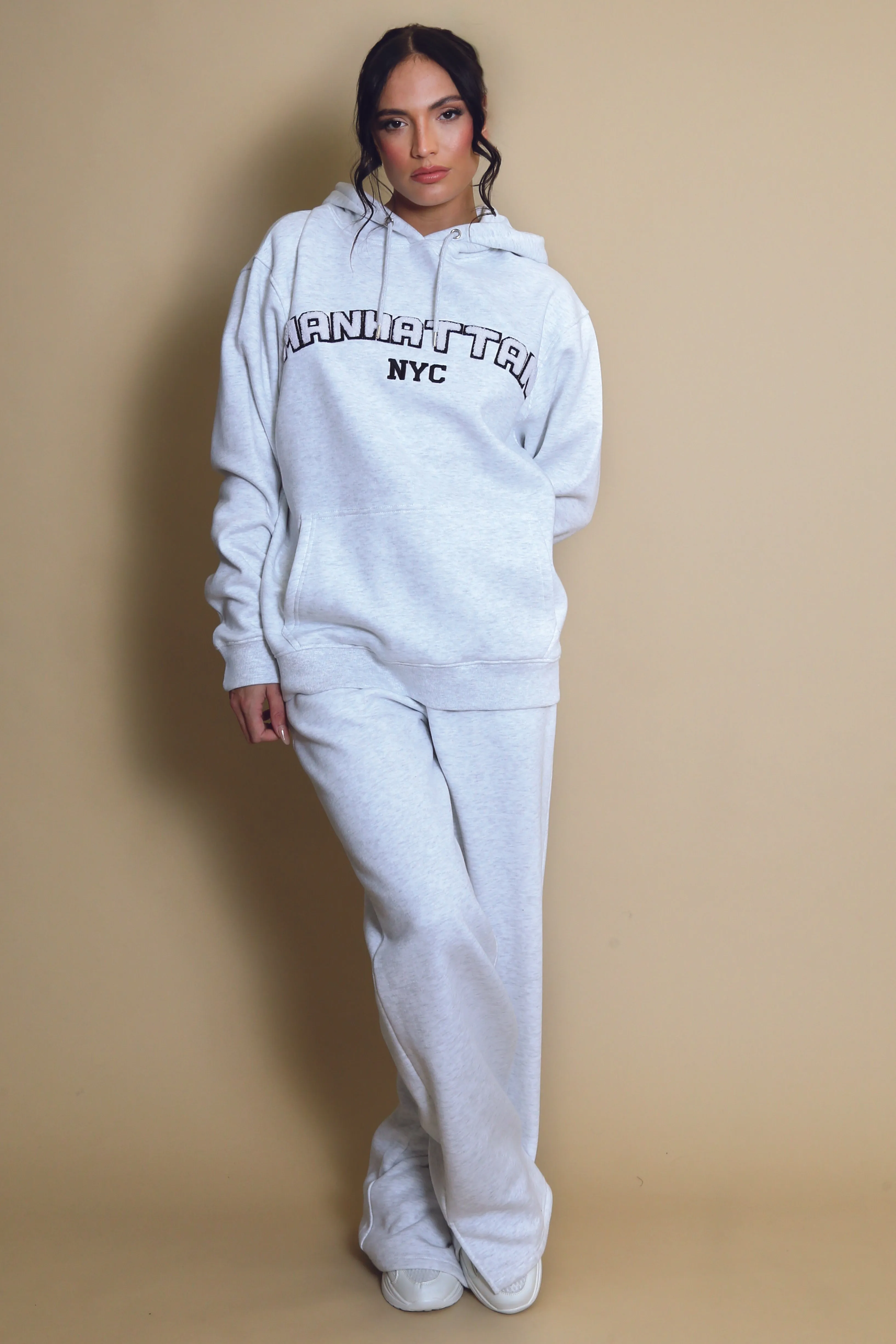 Manhattan Oversized Relaxed Hoodie In Grey