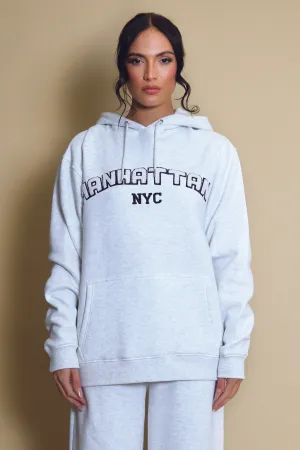 Manhattan Oversized Relaxed Hoodie In Grey